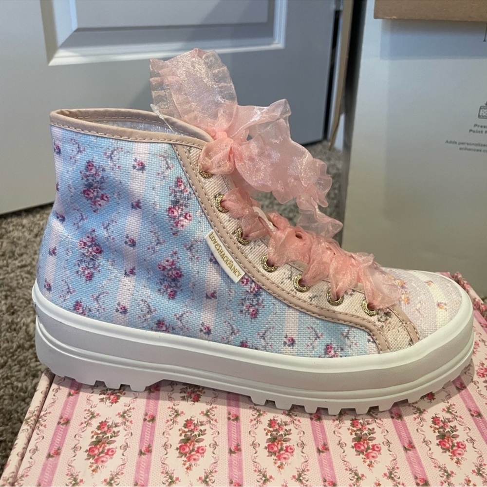 LoveShackFancy x Superga High Top Lug Sole Platform Sneakers Size 7.5